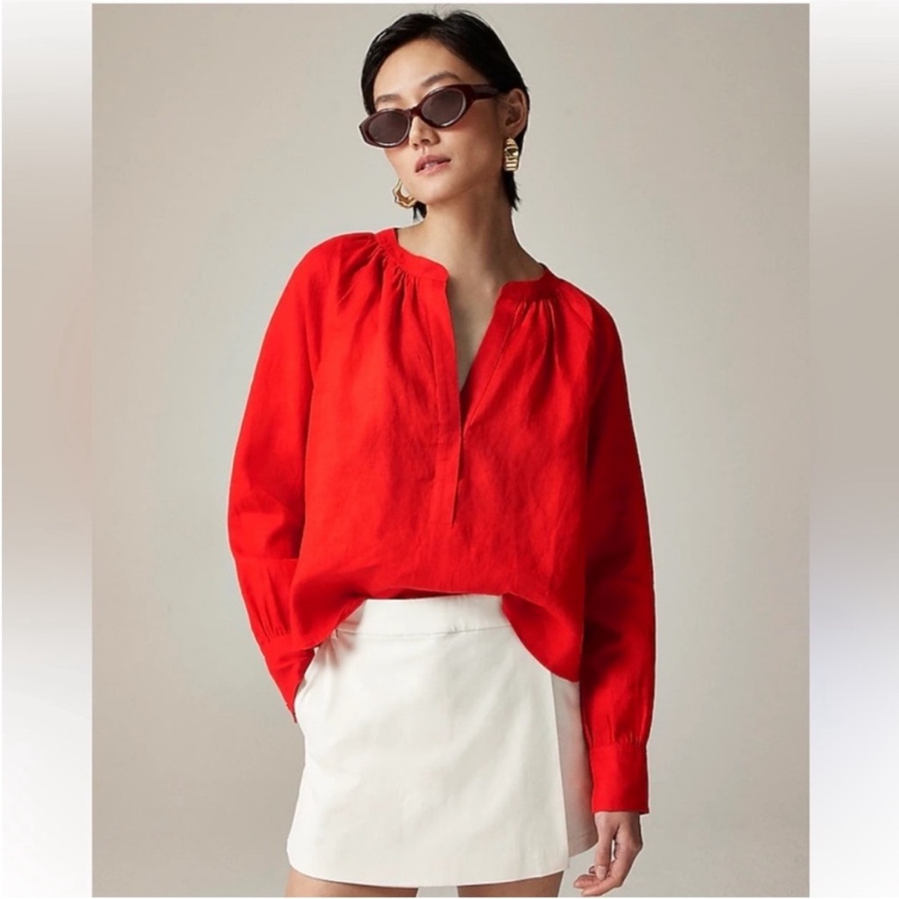J Crew Cabana Linen Top in Red Arroyo Size
Small